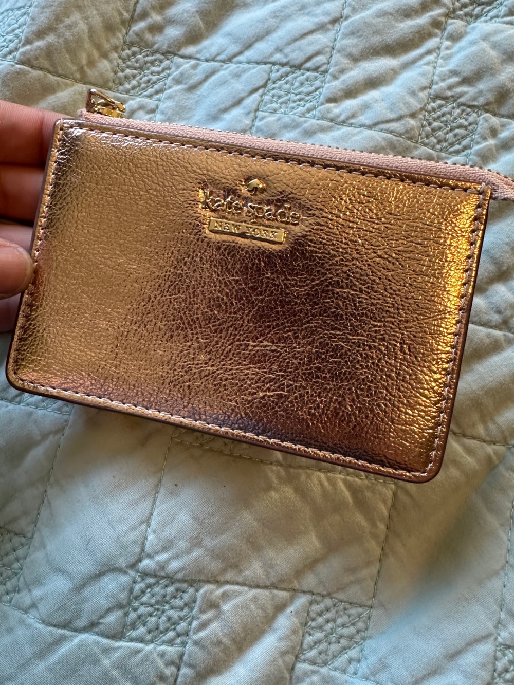 Kate Spade Highland Drive Magda Wallet in Metallic Rose Gold